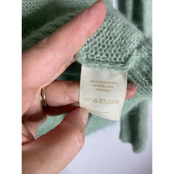 Free People Gossamer Sweater V Neck Alpaca Wool Mint Blue Green-sz XS - Picture 8 of 11
